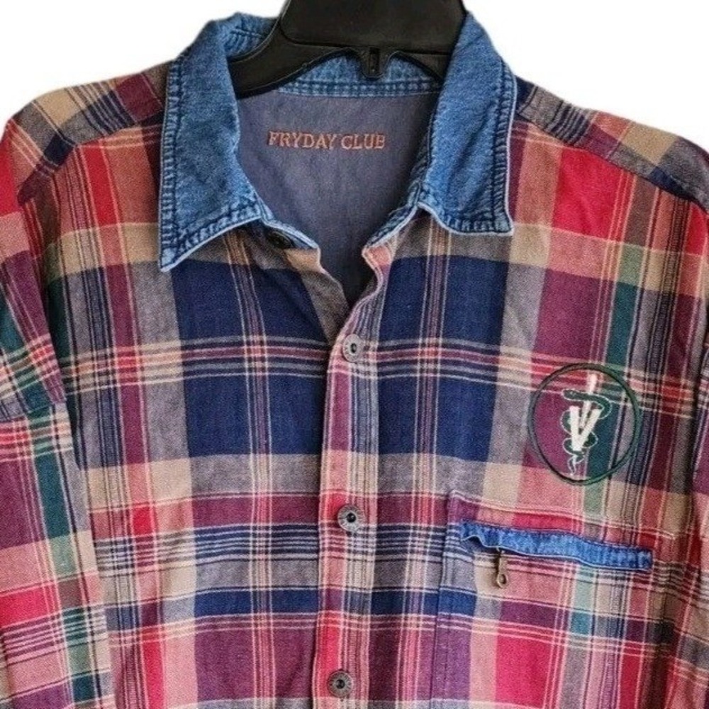 Vintage Fryday Club Long Sleeve Plaid Button Down‎ Shirt Size 2X